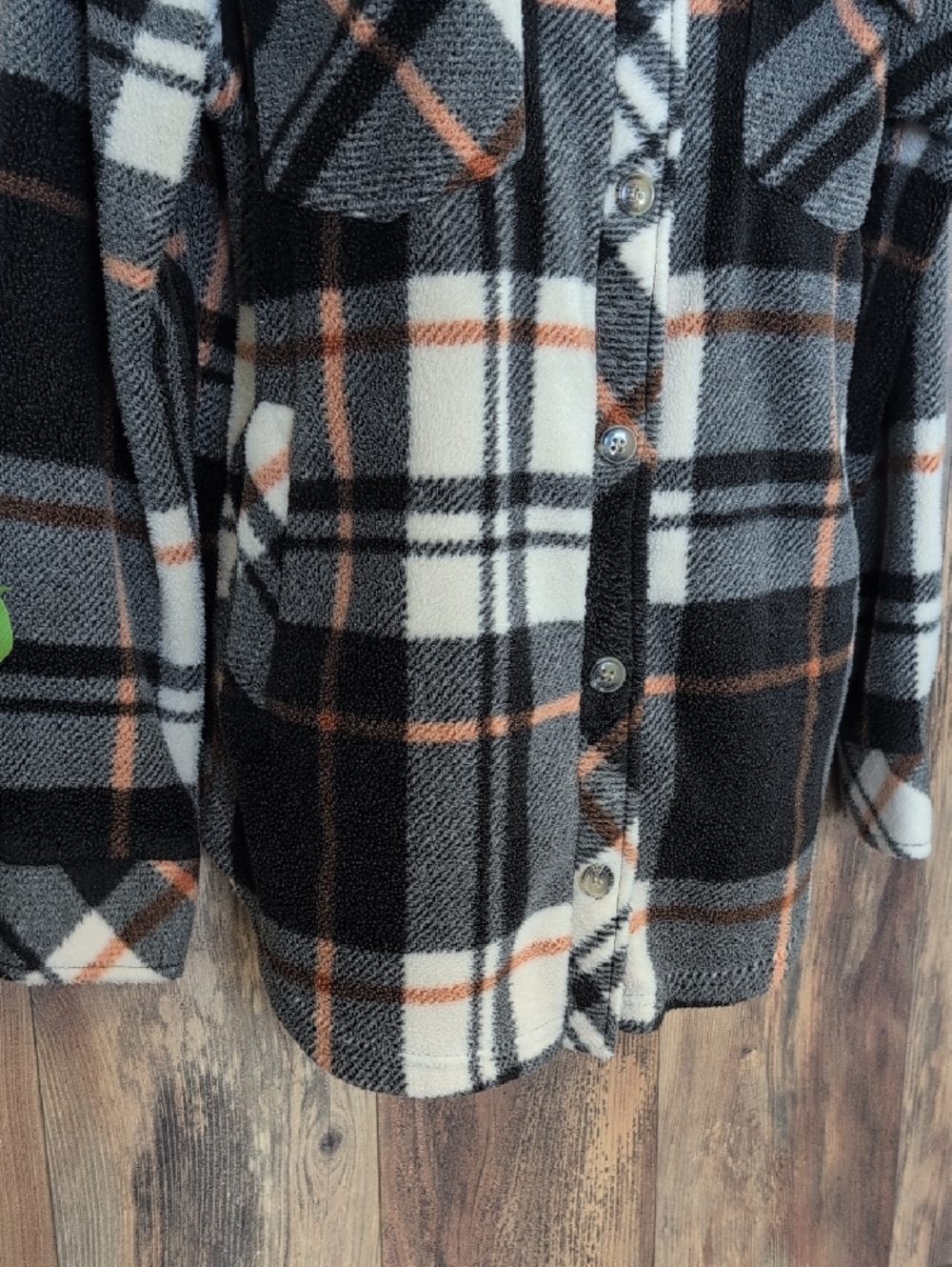 Thread & Supply Black Cream and Brown Plaid Utility Shacket S     C189 - Picture 3 of 6